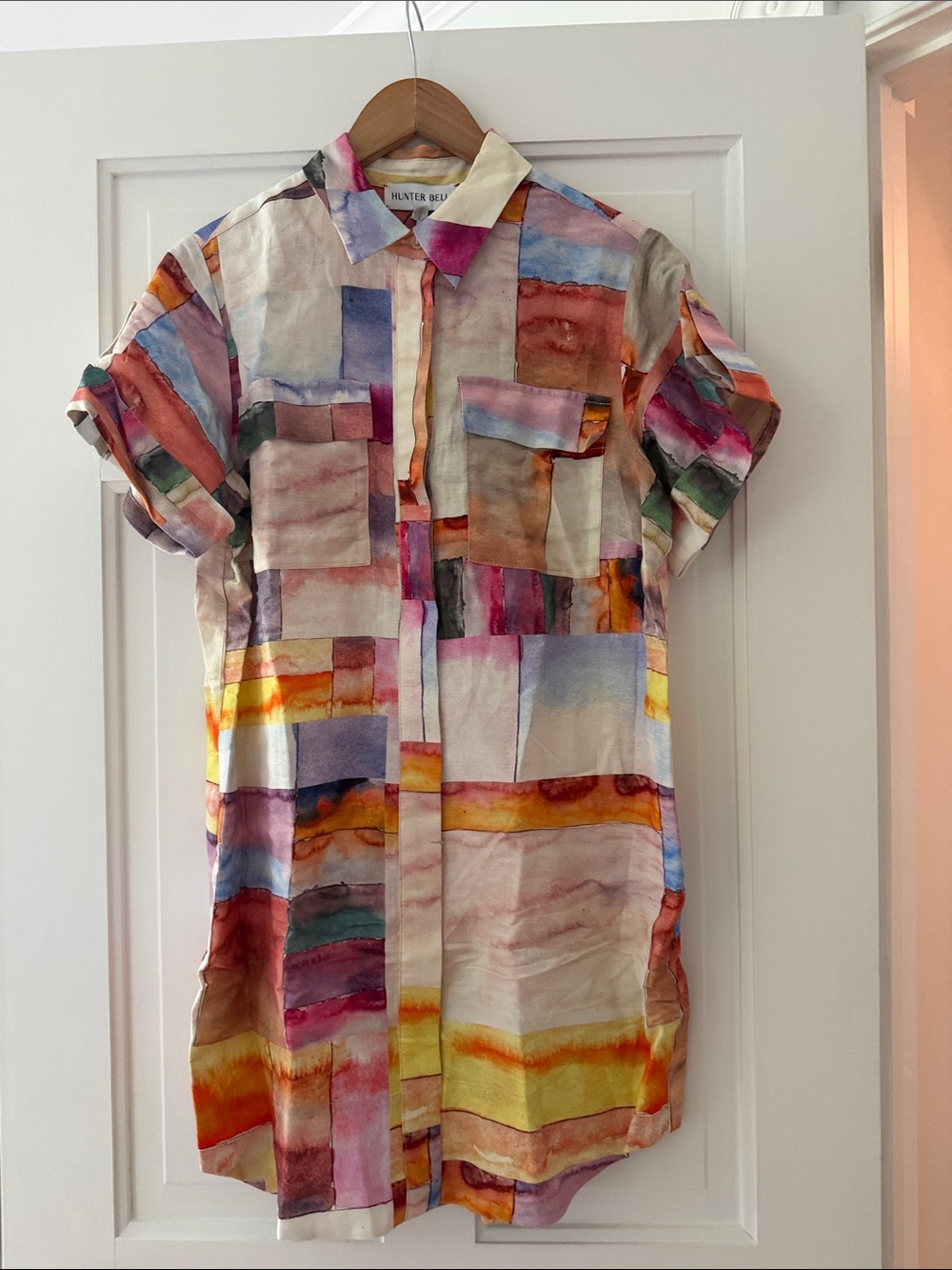 HUNTER BELL Multicolor Watercolor-Stripe Short Sleeve Button Shirt